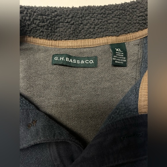 G.H. BASS CO Men's Navy Blue‎ Fleece Lined Button Sherpa Collar Sweatshirt SZ XL - Picture 8 of 16